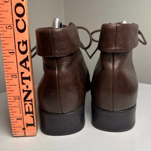 Vtg Y2K St Johns Bay Brown Leather LaceUp Ankle Boots Women 7.5 M Whimsigoth 90s - Picture 6 of 16